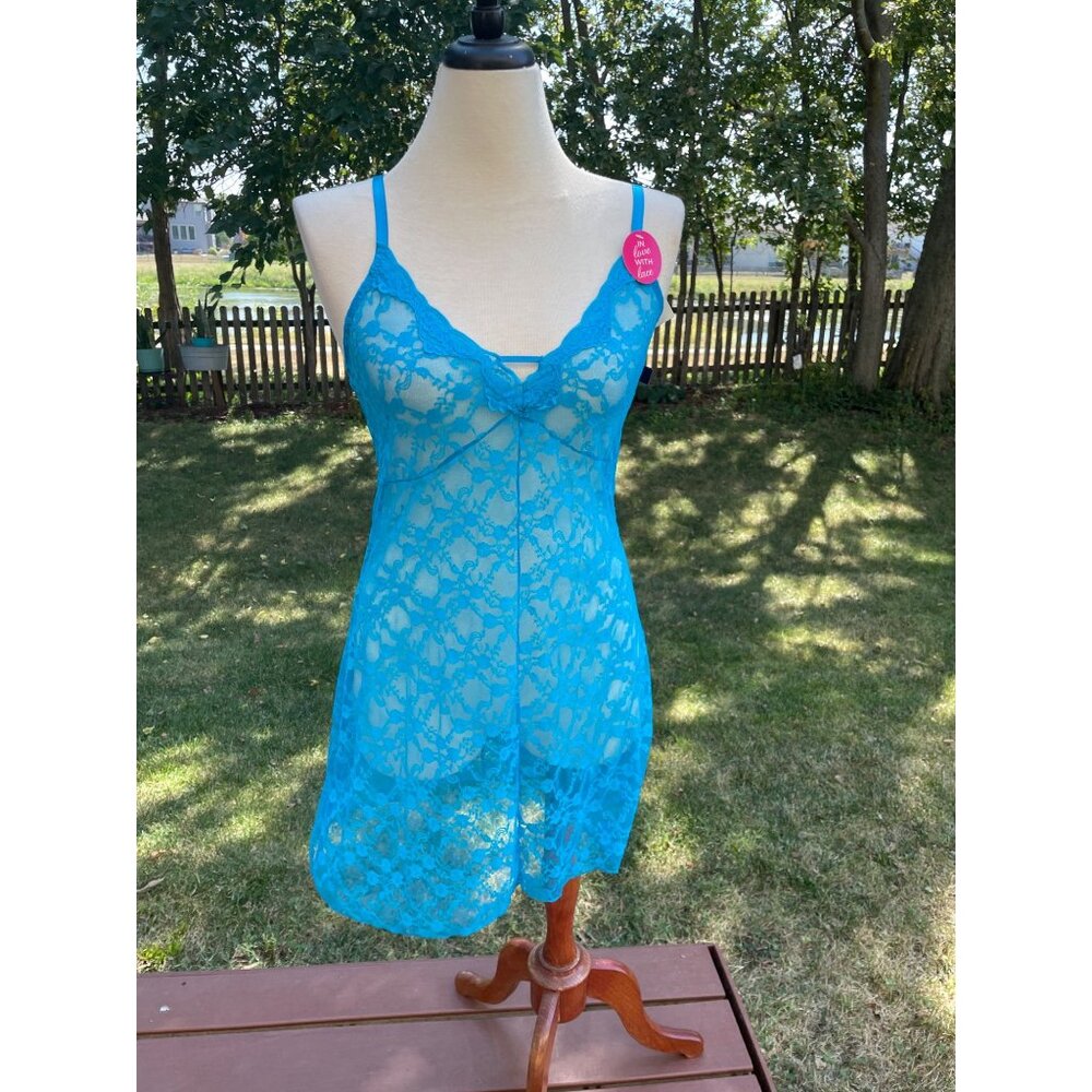 Delta Burke Blue Lace Chemise 2X Lingerie Dress Made In China